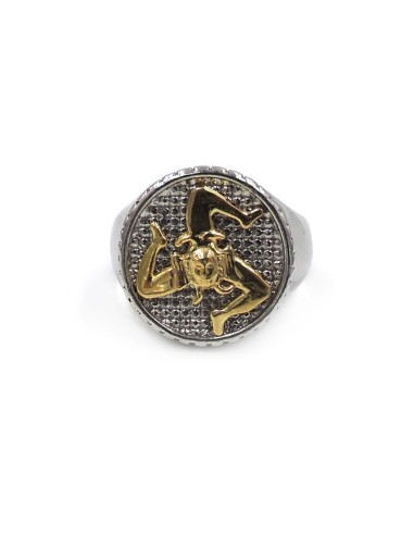 Trinacria Sterling Silver Round Ring 