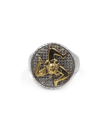 Trinacria Sterling Silver Round Ring 