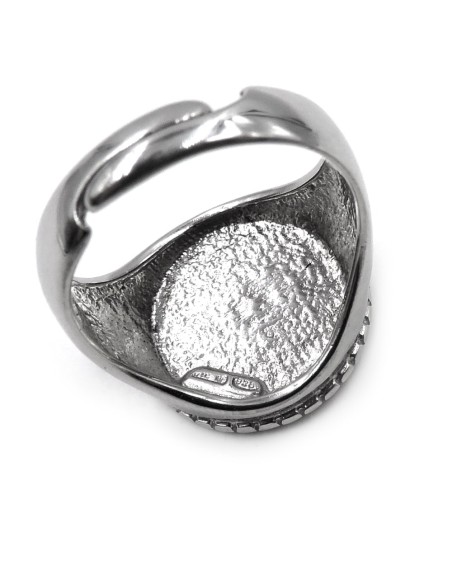 Trinacria Sterling Silver Round Ring 