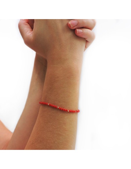 Bracciale Palline in Corallo e Argento 925 Placcato Oro