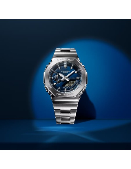 Casio G-Shock Men's Analog-Digital Watch with Blue Inner Steel Dial GM-2110D-2BER