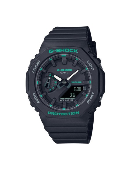 Casio G-Shock Damen Analog-Digital Armbanduhr Schwarz mit Grünen Details GMA-S2100GA-1AER
