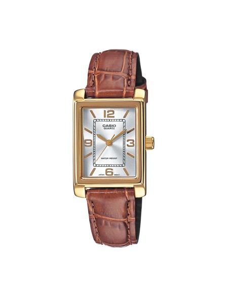 Casio Women's Analogue Wristwatch with Brass Case and Genuine Leather Strap LTP-1234PGL-7AEG