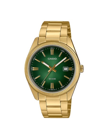 Casio Timeless Collection Herren-Analogarmbanduhr mit Goldfarbenem, Grünem Zifferblatt MTP-1302PGC-3AVEF