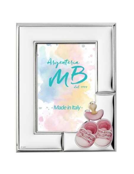 Customizable Baby Girl Birth Picture Frame with Pink Shoes