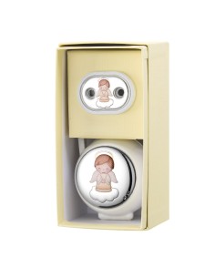 Schnullerhalter mit Weißer Engelbox mit Namensgravur