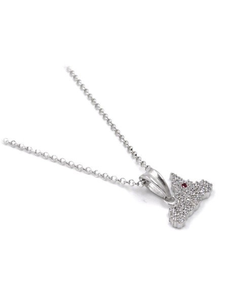 Collana con Ciondolo Sicilia in Argento e Zirconi