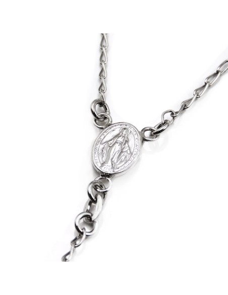 Rosenkranz-Halskette aus 925er Sterlingsilber mit Kruzifix und 5 mm Perlen