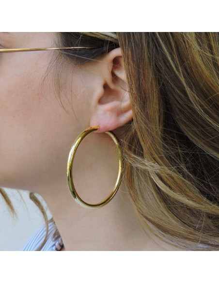  925 Sterling Silver Thick Hoop Earrings Diameter 2,16''