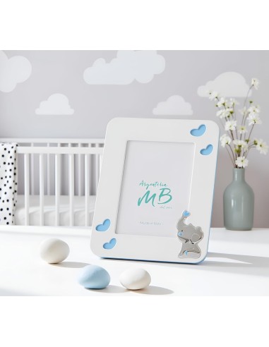 Baby Boy Birth Photo Frame in White and Blue...