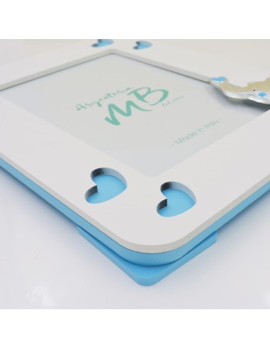 Baby Boy Birth Photo Frame in White and Blue...