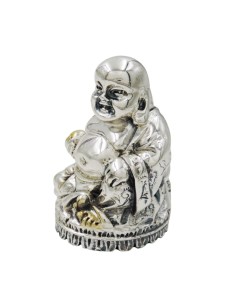 Buddha-Skulptur aus Versilbertem Kunstharz 2