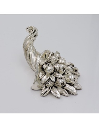 Silver Plated Resin Cornucopia with Fruit and...