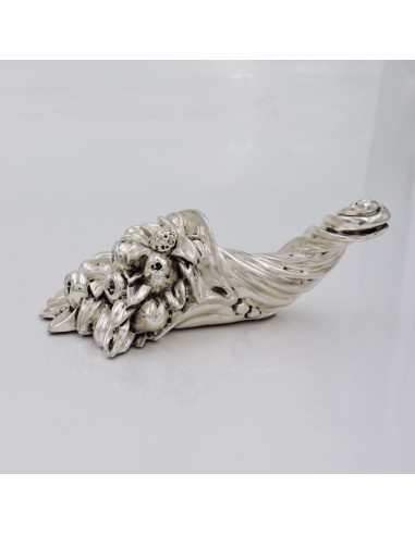Silver Plated Resin Cornucopia with Fruit and...