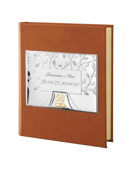 Fotoalbum zum 50 Hochzeitstag mit Personalisierbarer Plakette mit Lebensbaum