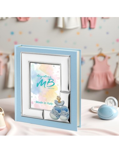 Baby Photo Album with Blue Shoes and Pacifier,...