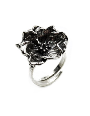 Ring mit Heckenrose aus 925er Sterlingsilber