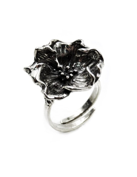Ring mit Heckenrose aus 925er Sterlingsilber