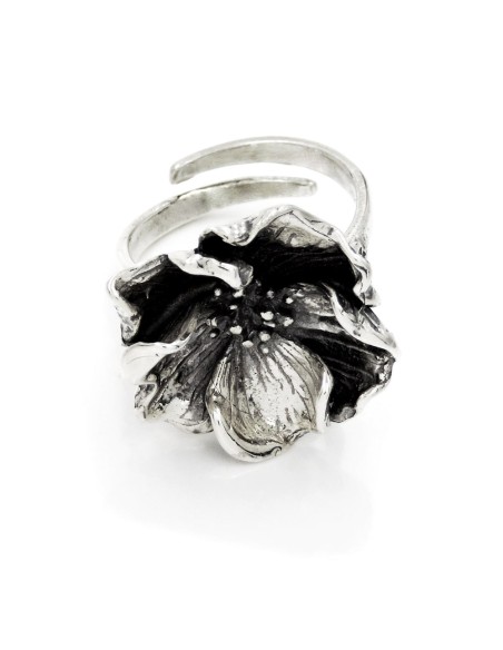 Ring mit Heckenrose aus 925er Sterlingsilber