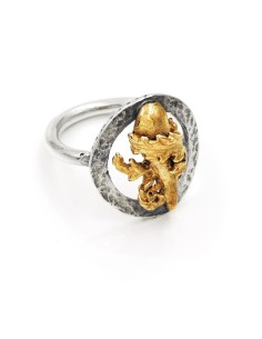 Gehämmerter Kreuz-Ass-Ring aus Sterlingsilber