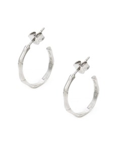 925 Sterling Silver Bamboo Hoop Earrings 15 mm Diameter