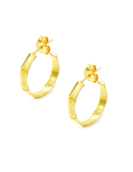 Orecchini Cerchio Bamboo in Argento 925 Placcato Oro 