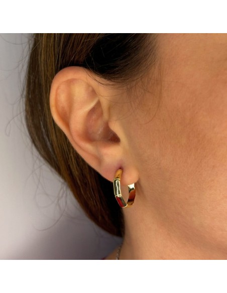 Orecchini Cerchio Bamboo in Argento 925 Placcato Oro 