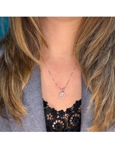 Halskette mit Rundem Steinanhänger aus 925er Sterlingsilber 2