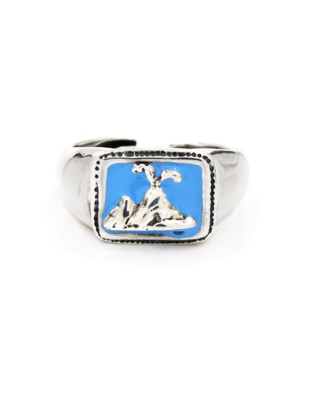 Anello Vesuvio in Argento 925 Smaltato Azzurro