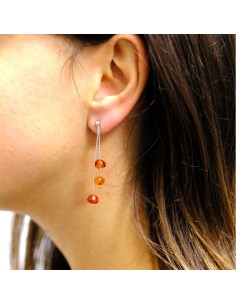 Orecchini Pendenti in Argento 925 e Ambra  2