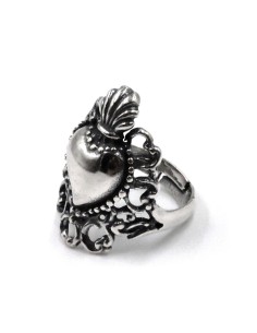 Anello in Argento Sacro Cuore con Ricamo