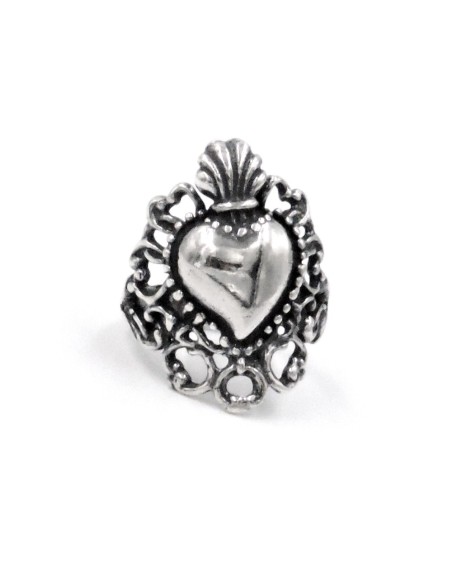 Anello in Argento Sacro Cuore con Ricamo