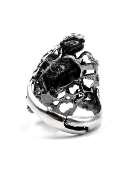 Sterling Silver Holy Heart Ring with Embroidery