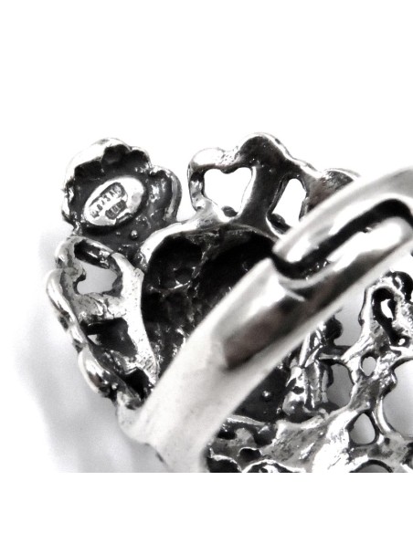 Anello in Argento Sacro Cuore con Ricamo