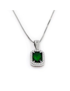 Collana con Pendente in Argento 925 e Pietra Rettangolare...