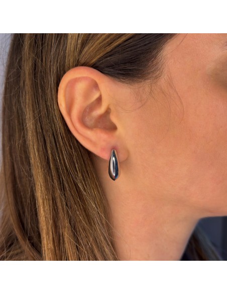 925 Sterling Silver Half Moon Earrings 