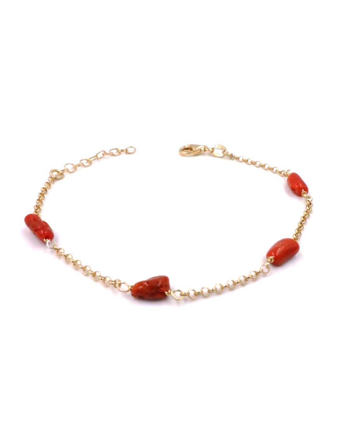 Bracciale Anello Les Poulettes – Mezzo Sole Placcato Oro E Corallo