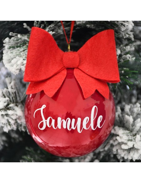 Customizable Handmade Red Blown Glass Christmas Tree Ball