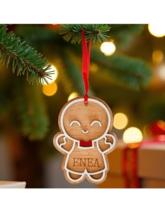 Wooden Gingerbread Man Christmas Ornament, Customizable... 2