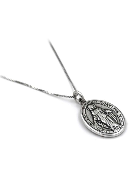Silberhalskette mit Wundertätiger Medaille Unserer Lieben Frau von Lourdes 