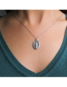 Virgin of Lourdes 925 Sterling Silver Necklace with Medal 2