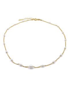 Gold Plated Sterling Silver Necklace with Pearls