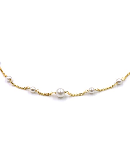 Collana in Argento Placcato Oro con Perle