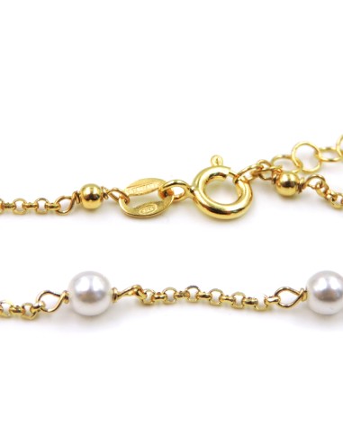 Collana in Argento Placcato Oro con Perle