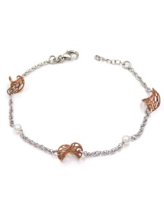 925 Sterling Silver Bracelet with Rose Gold Plated Silver...