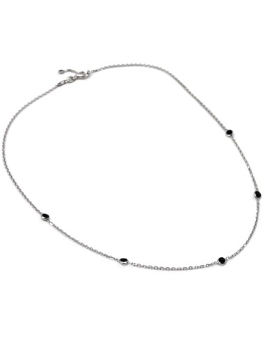 925 Sterling Silver Necklace with Round Black...