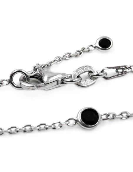 Collana Girocollo in Argento 925 e Pietre Nere Tonde 