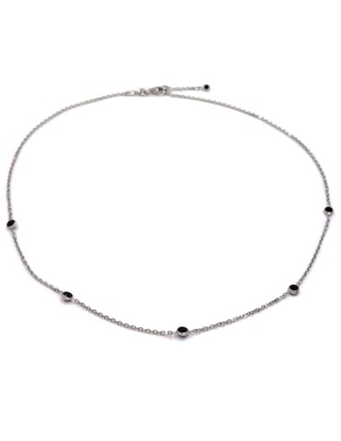 925 Sterling Silver Necklace with Round Black...