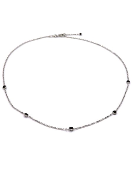 925 Sterling Silver Necklace with Round Black Stones