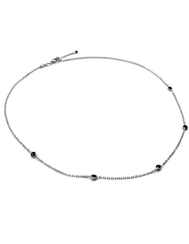 Collana Girocollo in Argento 925 e Pietre Nere...